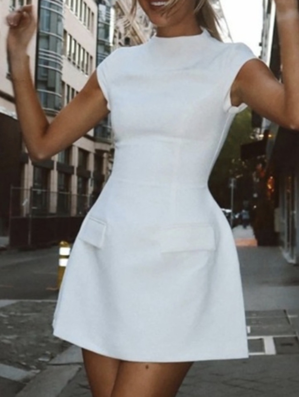 Commense Elegant A-Line Mini Dress White XS NWT